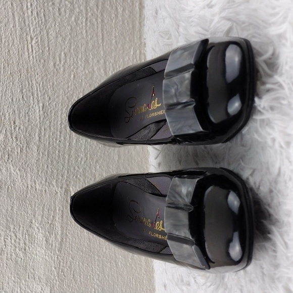 Serenades by Florsheim Vintage Black Patent Leather Square Toe Slip-On Pump Shoe - Picture 3 of 16